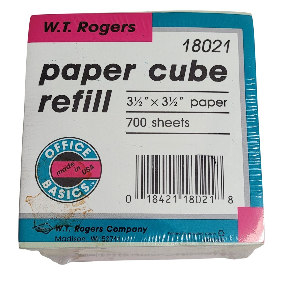 W.T. Rogers Paper Cube Refill 18021 3.5x3.5 Pastel 700 Sheets New Made in USA